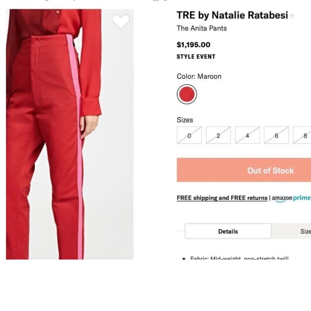 TRE by Natalie Ratabesi Red/Pink Side Stripe Anita Pant in Maroon 6 - Picture 8 of 15